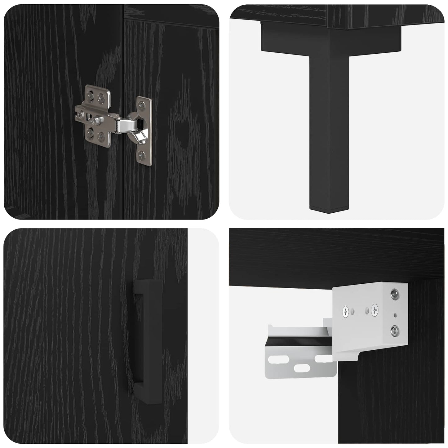 Magasfiú 2 pcs Fekete tölgy 69,5 x 34 x 180 cm Szerelt Fa