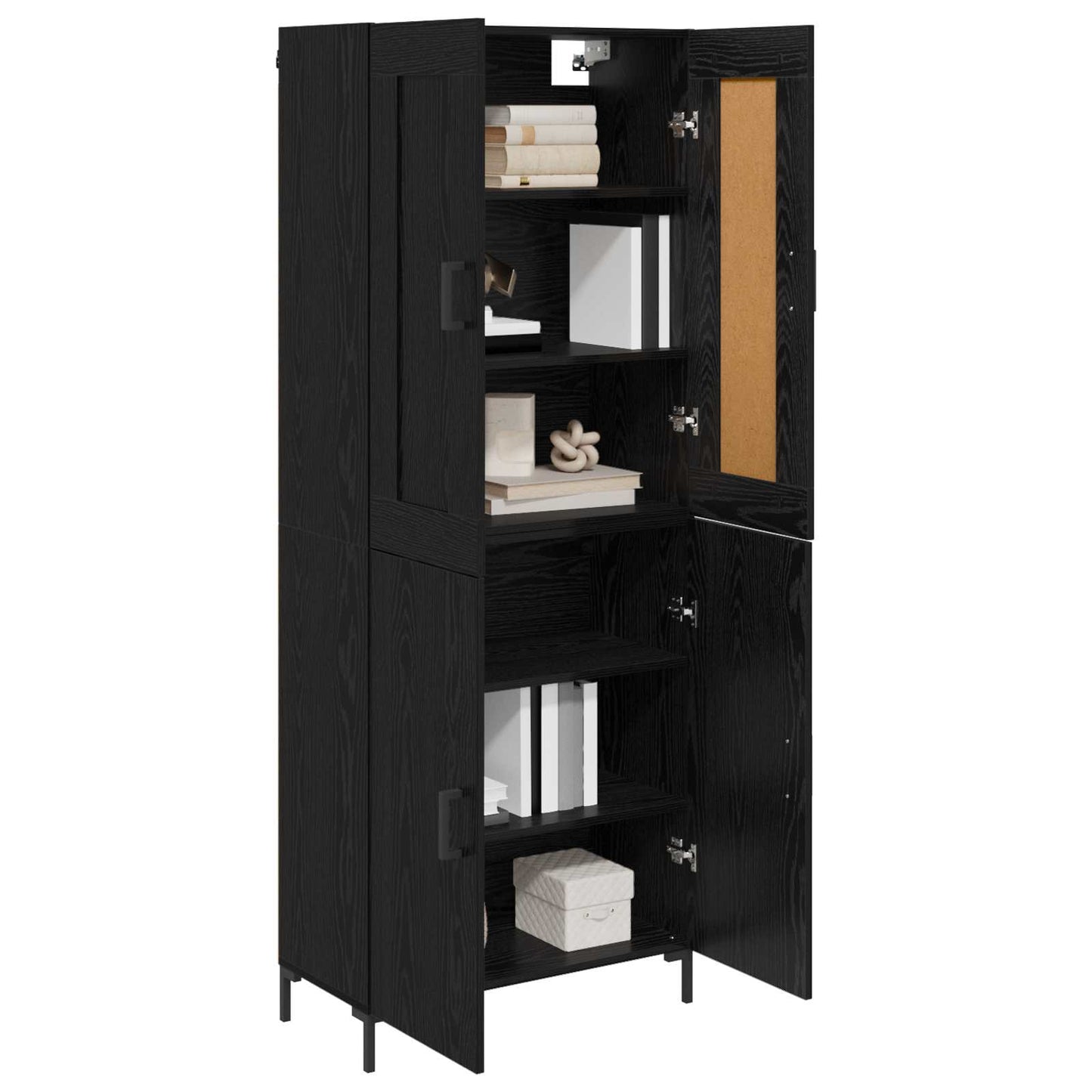 Magasfiú 2 pcs Fekete tölgy 69,5 x 34 x 180 cm Szerelt Fa