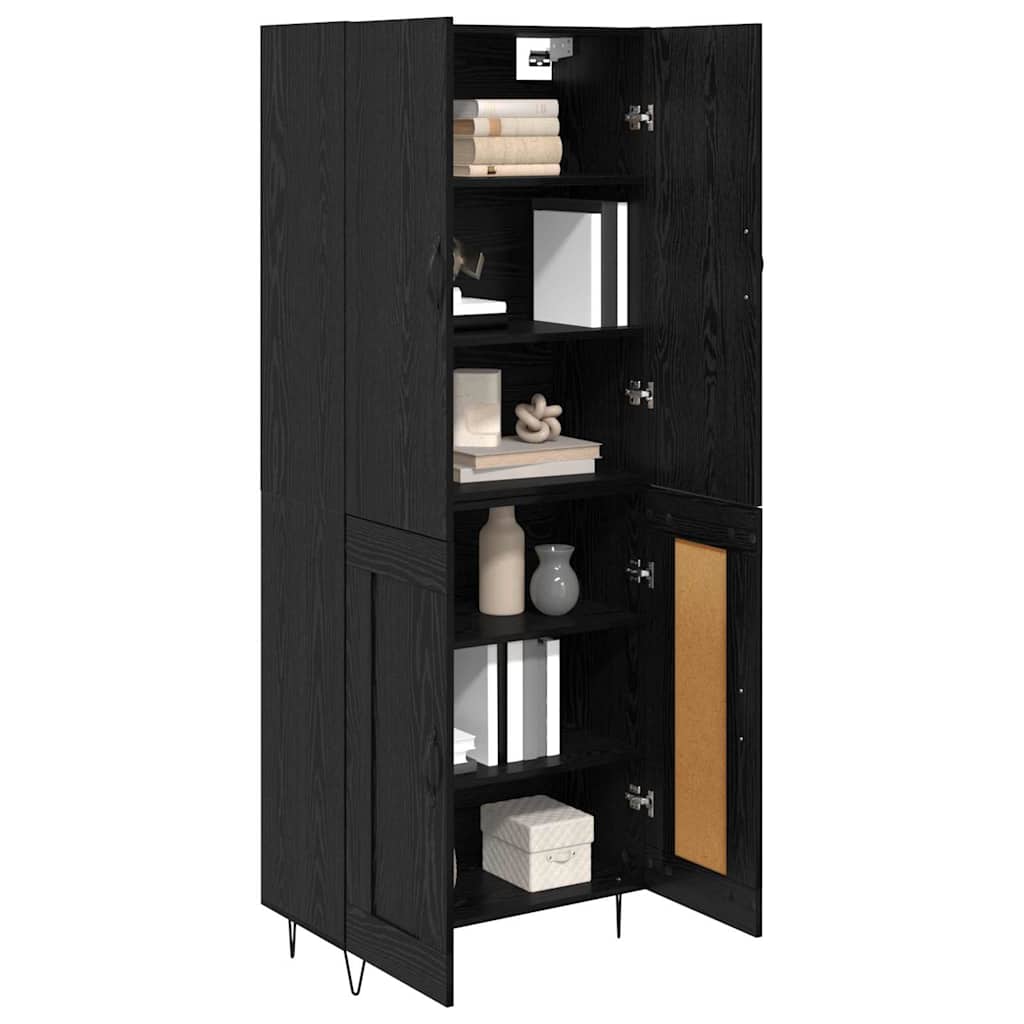 Magasfiú 2 pcs Fekete tölgy 69,5 x 34 x 180 cm Szerelt Fa