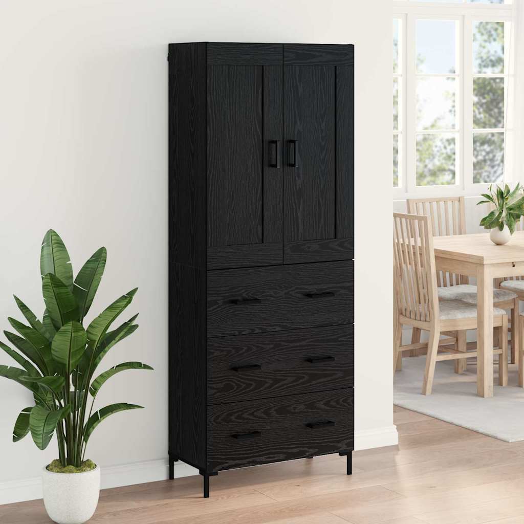 Magasfiú 2 pcs Fekete tölgy 69,5 x 34 x 180 cm Szerelt Fa