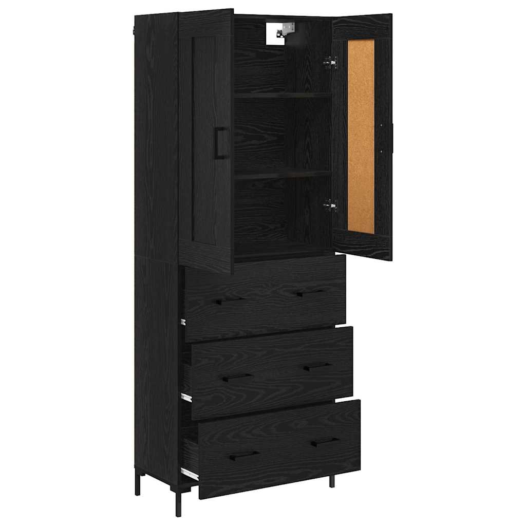 Magasfiú 2 pcs Fekete tölgy 69,5 x 34 x 180 cm Szerelt Fa
