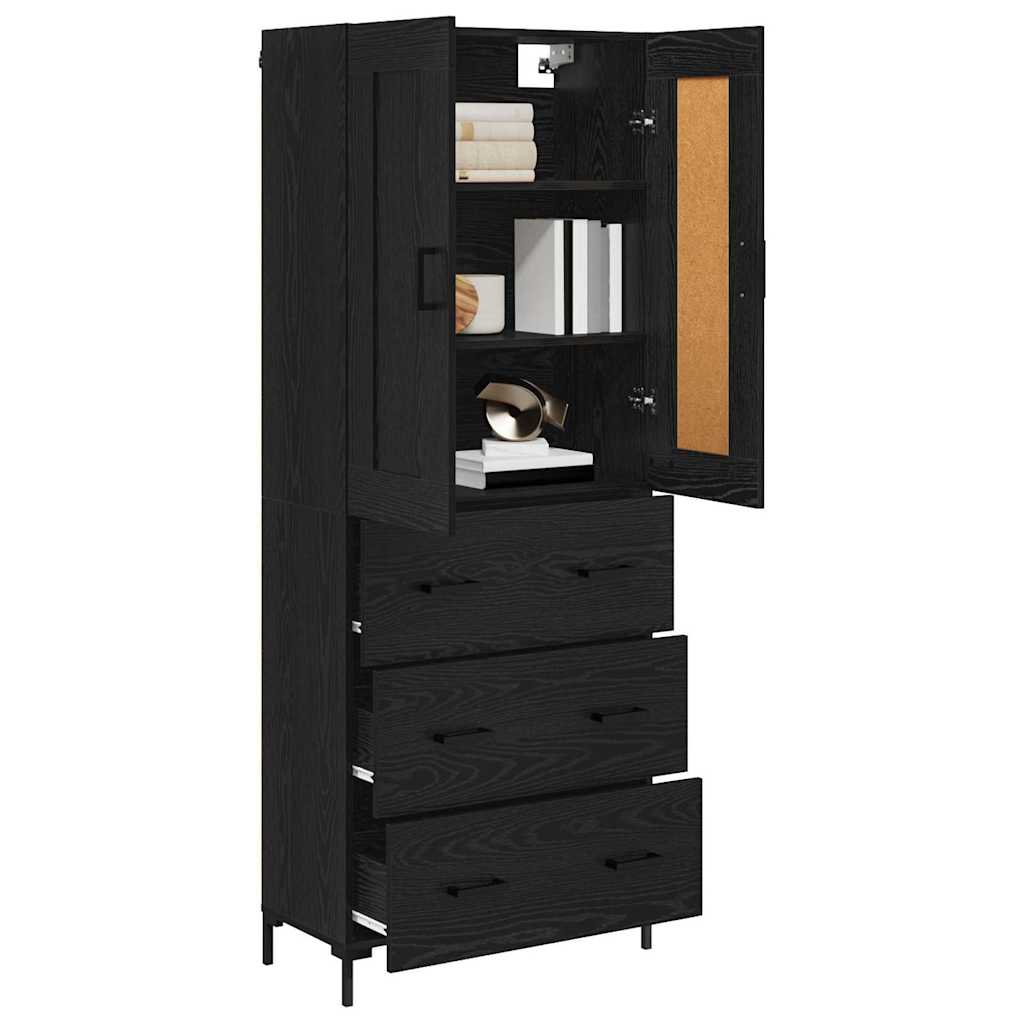 Magasfiú 2 pcs Fekete tölgy 69,5 x 34 x 180 cm Szerelt Fa