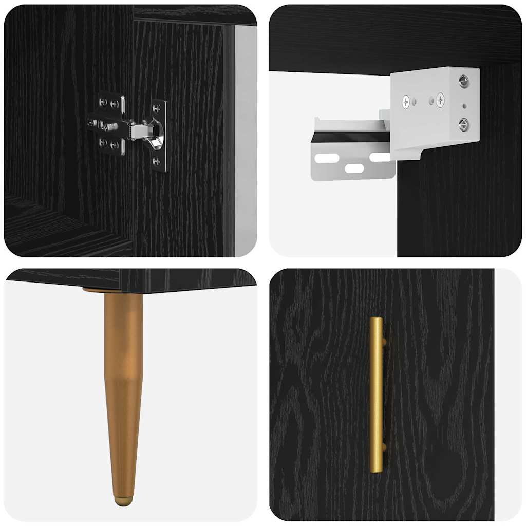 Magasfiú 2 pcs Fekete tölgy 34,5 x 34 x 180 cm Szerelt Fa