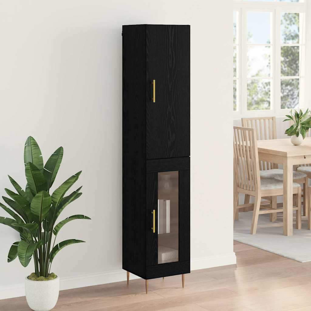 Magasfiú 2 pcs Fekete tölgy 34,5 x 34 x 180 cm Szerelt Fa