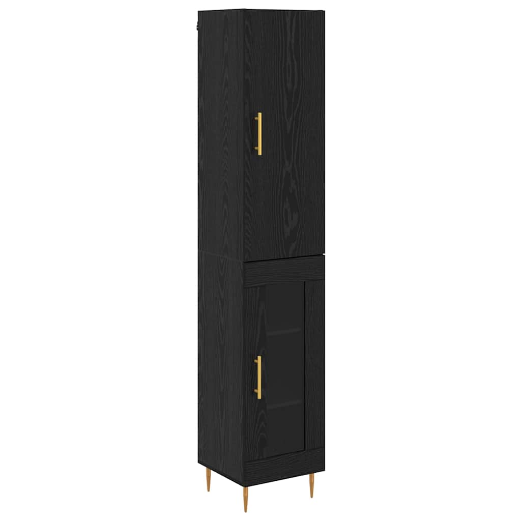 Magasfiú 2 pcs Fekete tölgy 34,5 x 34 x 180 cm Szerelt Fa