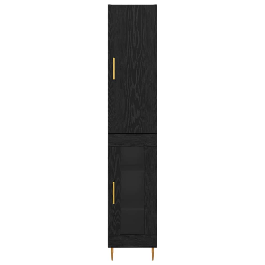 Magasfiú 2 pcs Fekete tölgy 34,5 x 34 x 180 cm Szerelt Fa