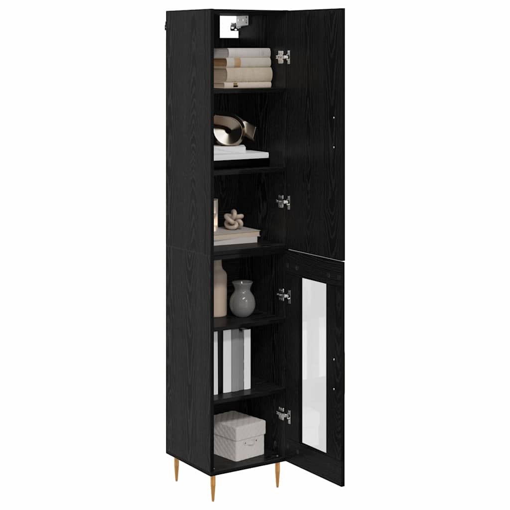 Magasfiú 2 pcs Fekete tölgy 34,5 x 34 x 180 cm Szerelt Fa