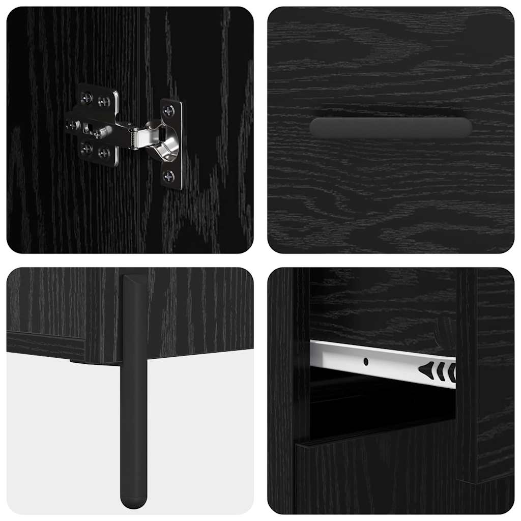 Magasfiú 2 pcs Fekete tölgy 69,5 x 34 x 180 cm Szerelt Fa