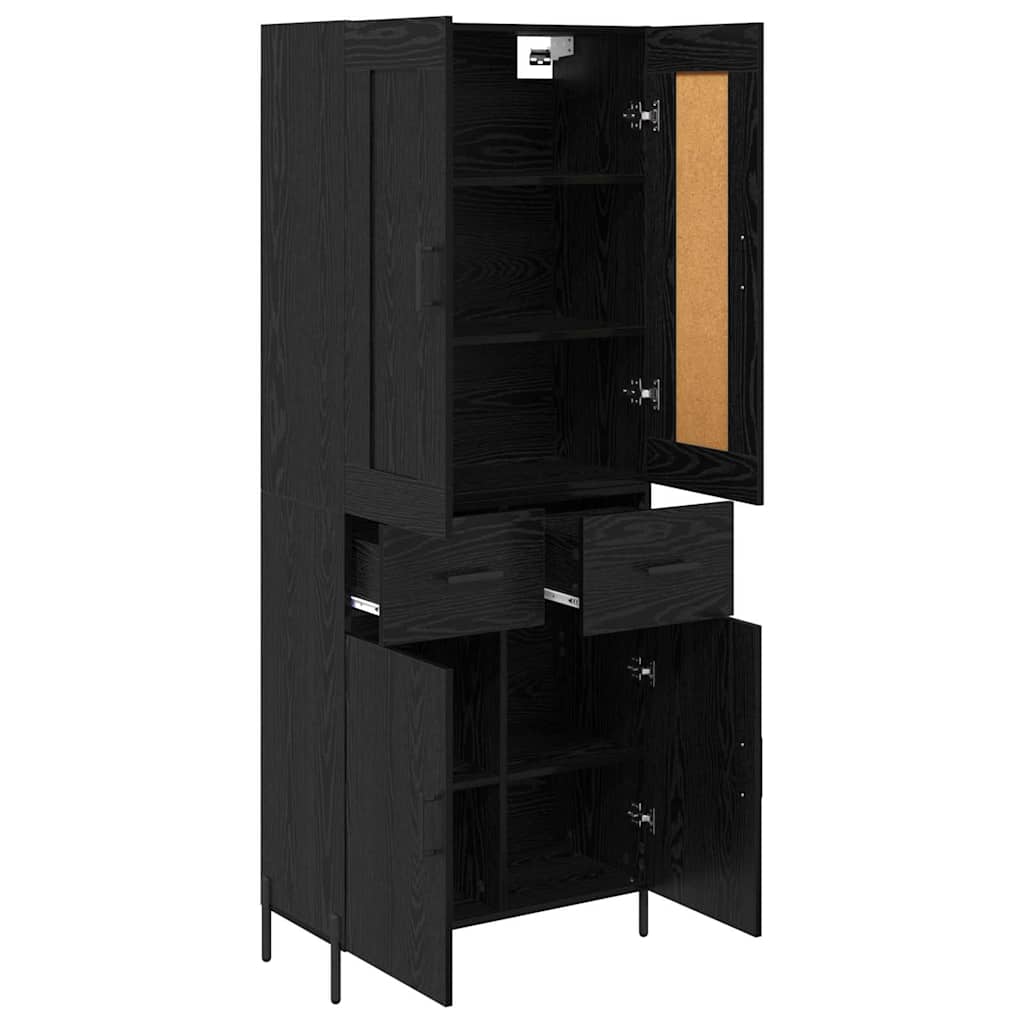 Magasfiú 2 pcs Fekete tölgy 69,5 x 34 x 180 cm Szerelt Fa