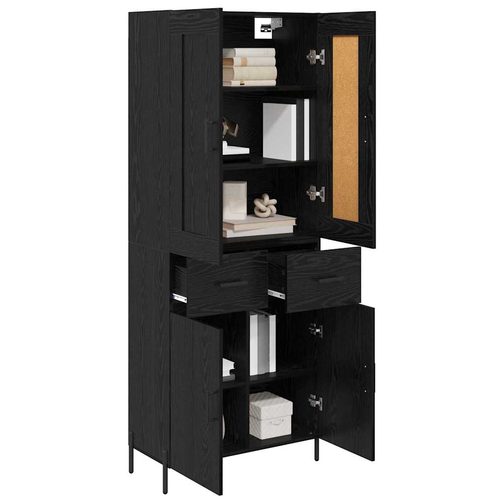 Magasfiú 2 pcs Fekete tölgy 69,5 x 34 x 180 cm Szerelt Fa