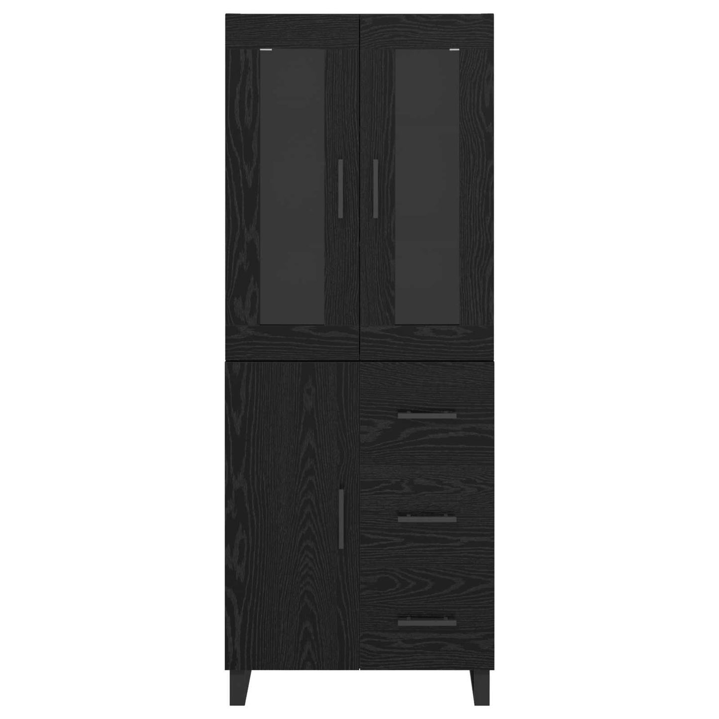 Magasfiú 2 pcs Fekete tölgy 69,5 x 34 x 180 cm Szerelt Fa