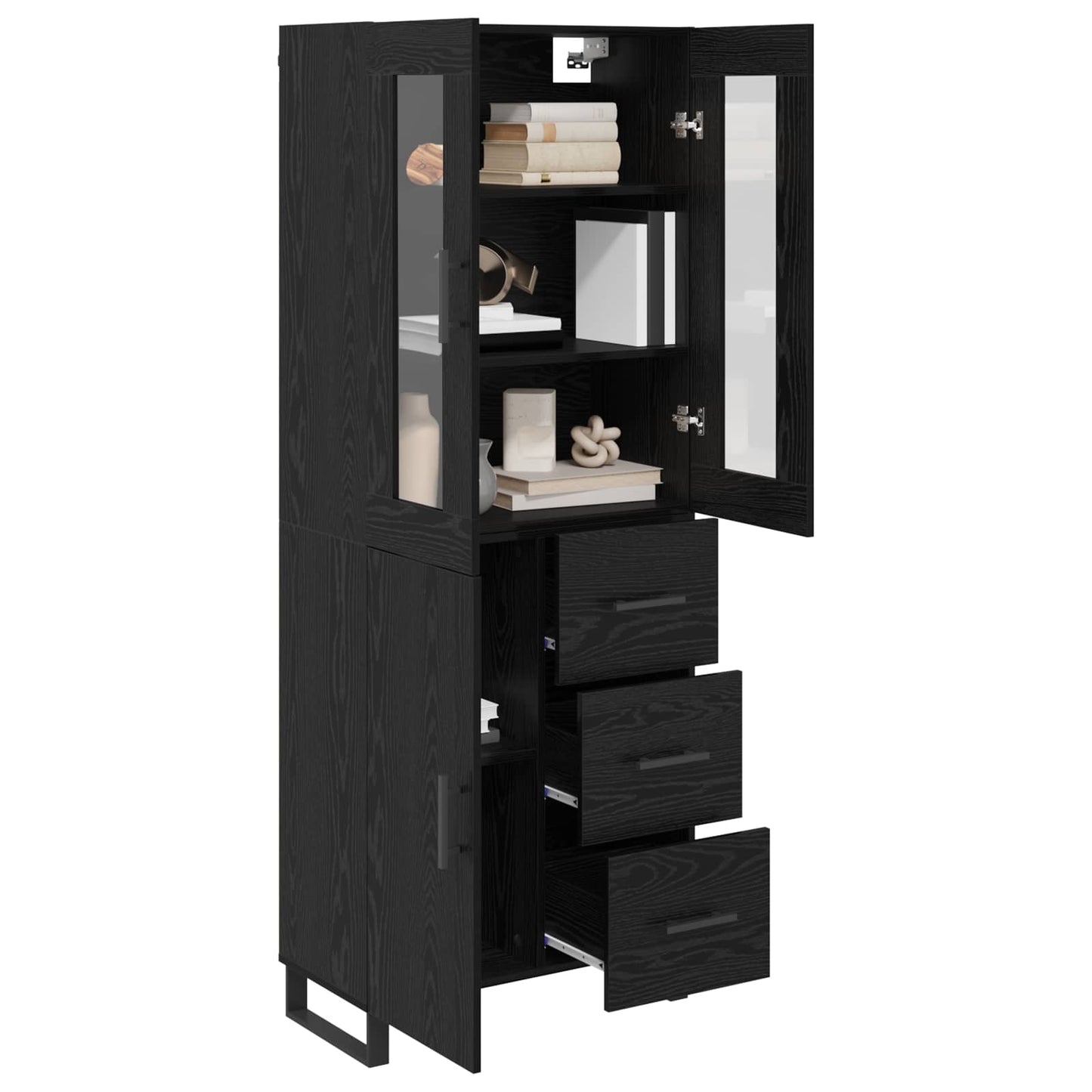 Magasfiú 2 pcs Fekete tölgy 69,5 x 34 x 180 cm Szerelt Fa