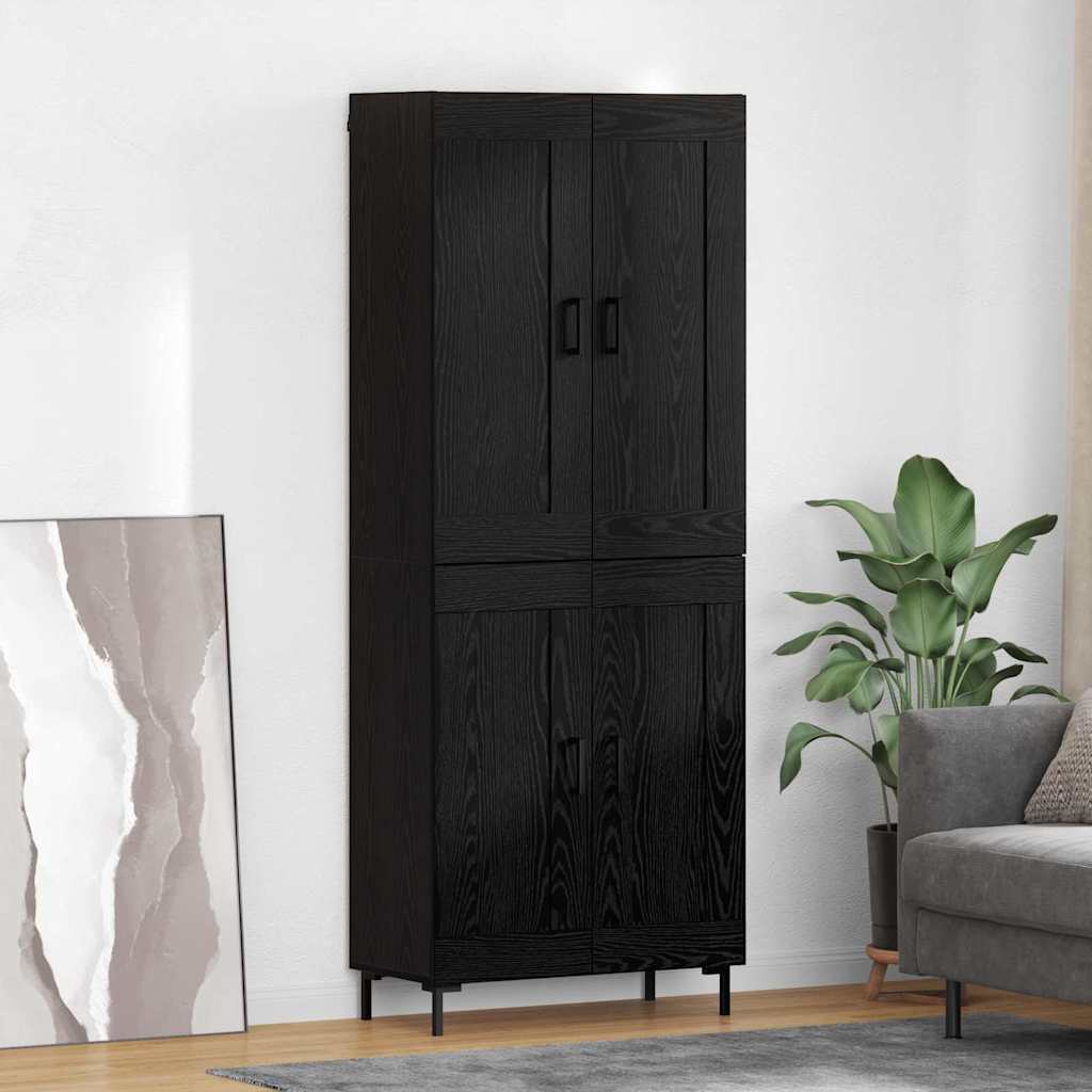 Magasfiú 2 pcs Fekete tölgy 69,5 x 34 x 180 cm Szerelt Fa