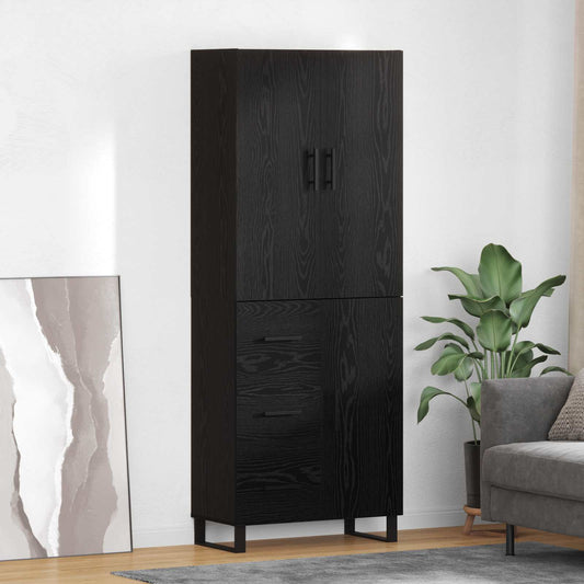 Magasfiú fiókkal 2 pcs Fekete tölgy 69,5 x 34 x 180 cm