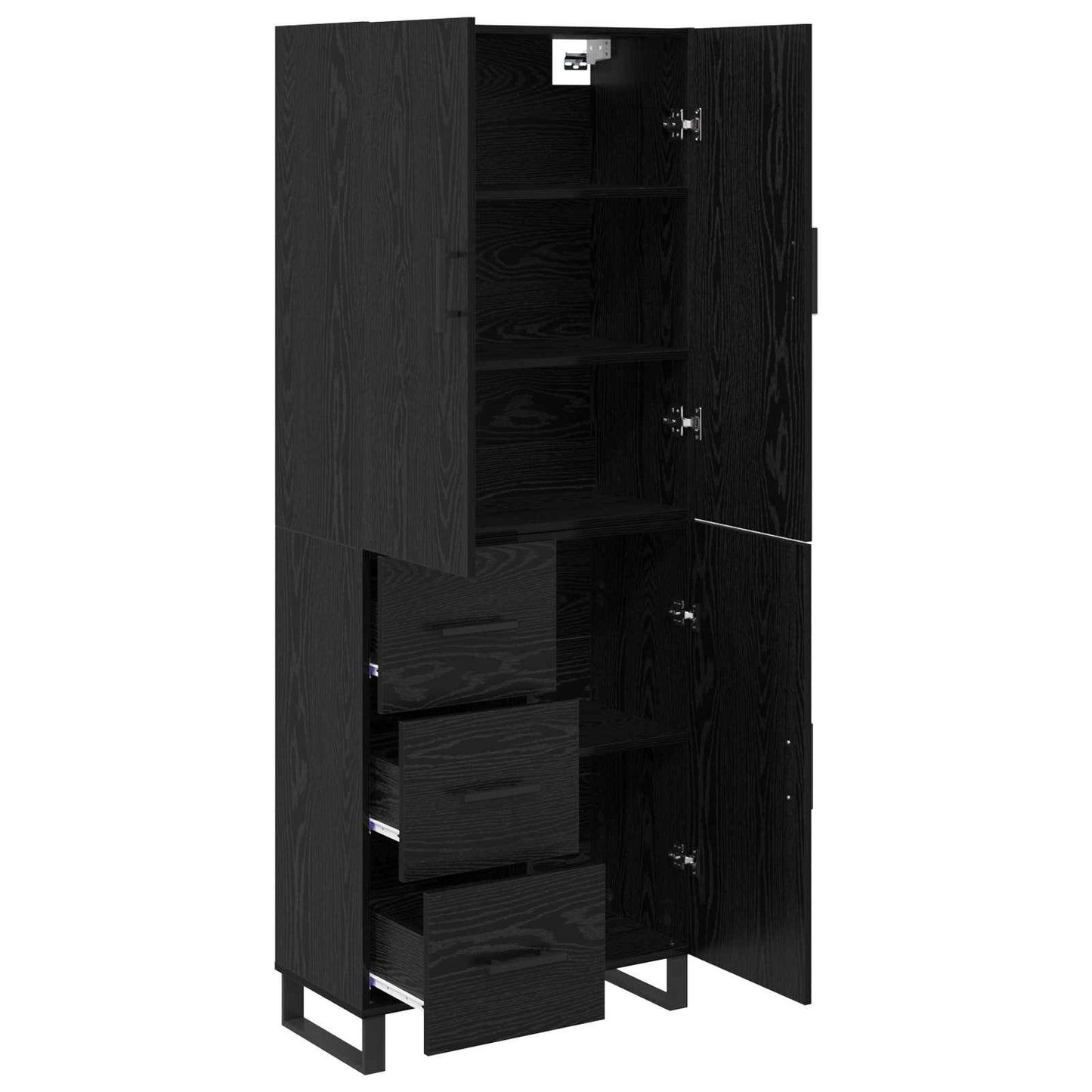 Magasfiú fiókkal 2 pcs Fekete tölgy 69,5 x 34 x 180 cm