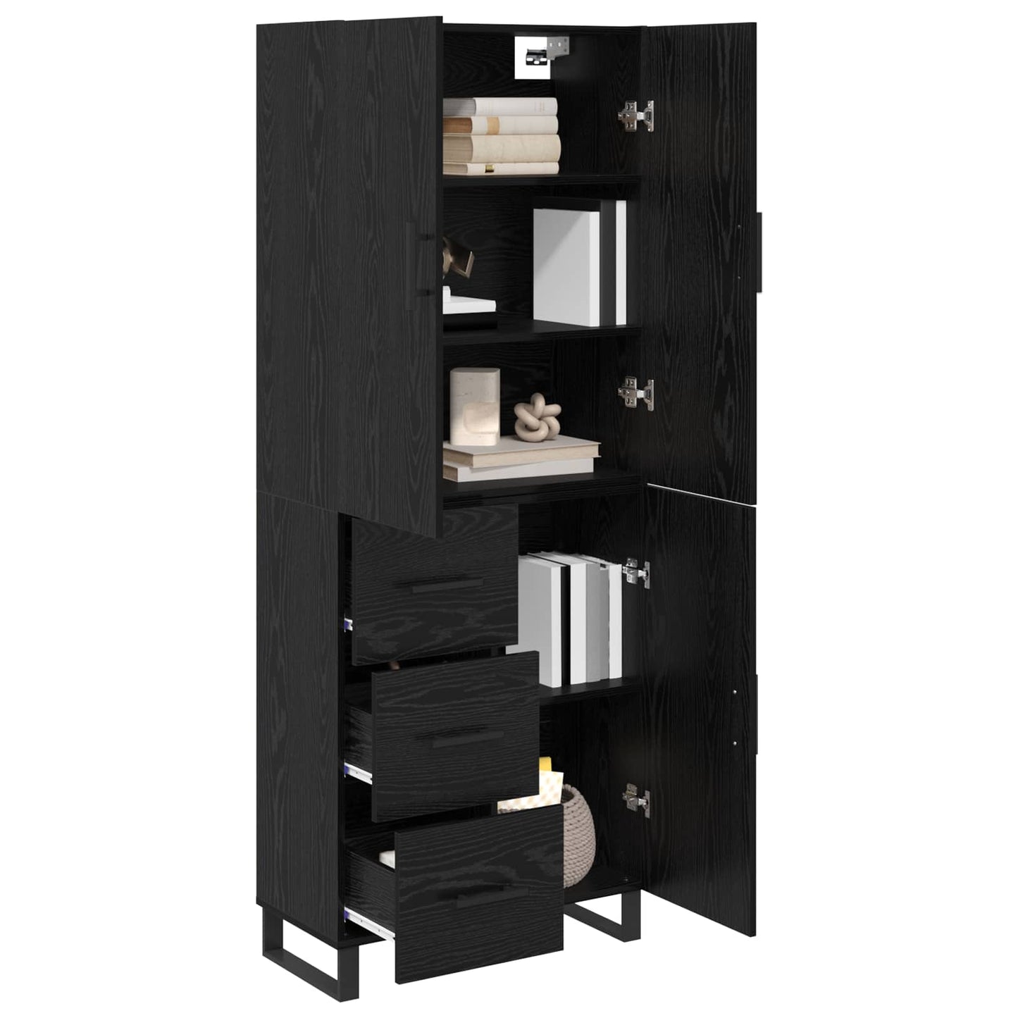 Magasfiú fiókkal 2 pcs Fekete tölgy 69,5 x 34 x 180 cm