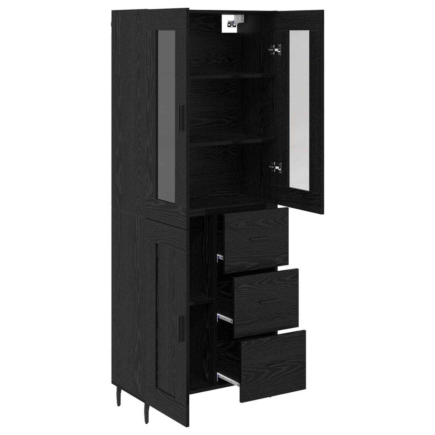 Magasfiú 2 pcs Fekete tölgy 69,5 x 34 x 180 cm Szerelt Fa