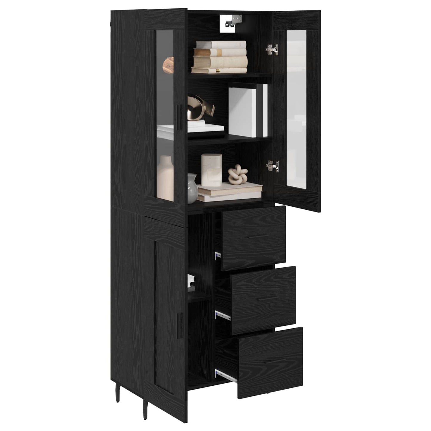 Magasfiú 2 pcs Fekete tölgy 69,5 x 34 x 180 cm Szerelt Fa