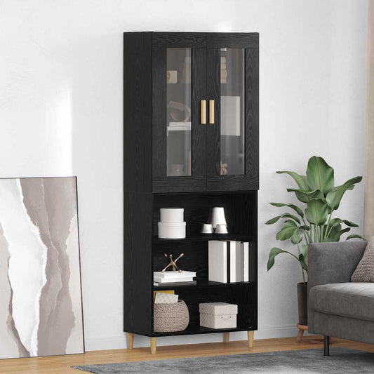 Magasfiú Fekete tölgy 69,5 x 34 x 180 cm Műanyag Fa és Üveg