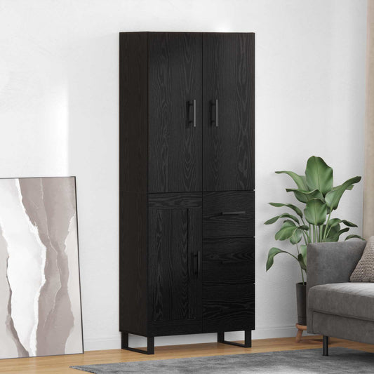 Magasfiú fiókkal 2 pcs Fekete tölgy 69,5 x 34 x 180 cm