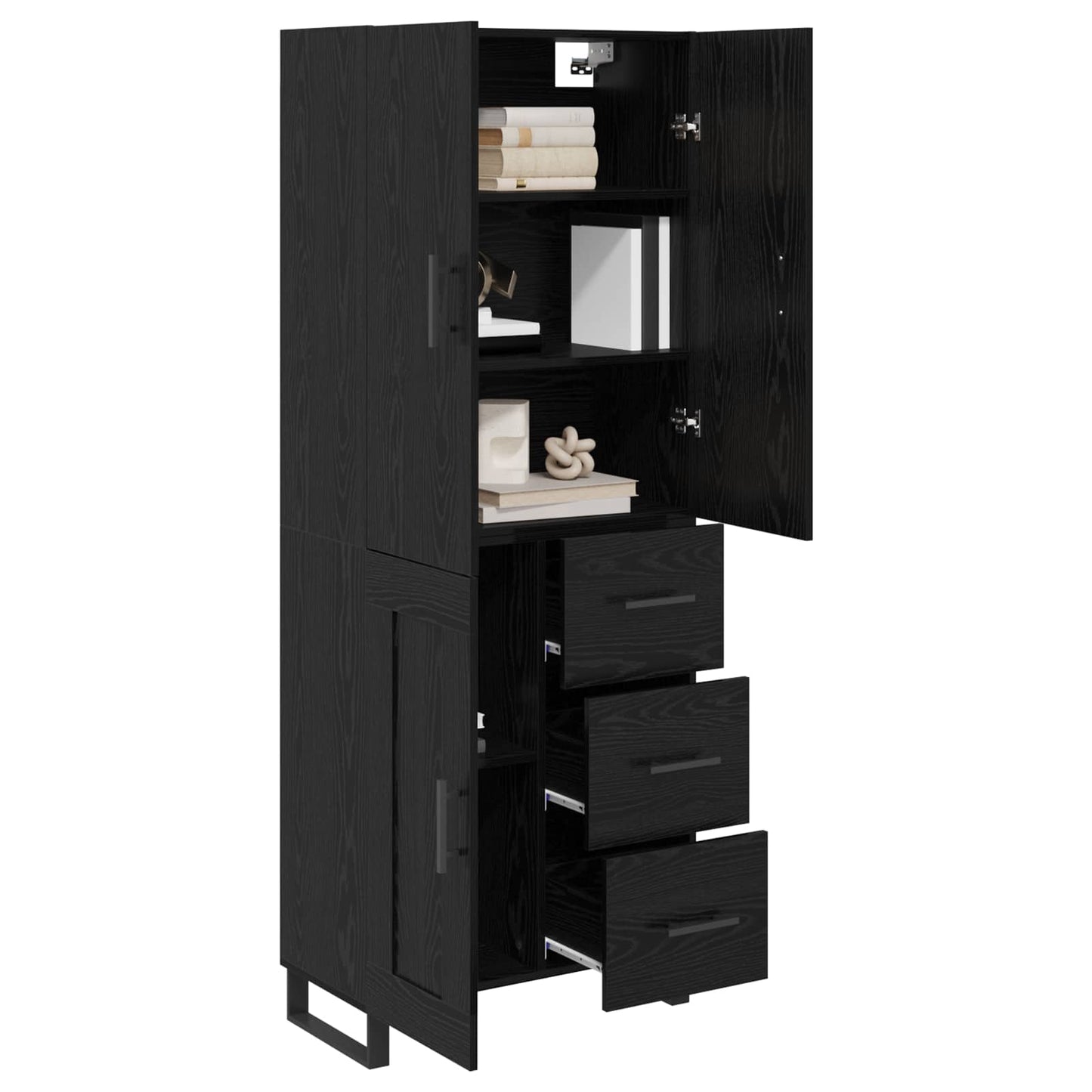 Magasfiú fiókkal 2 pcs Fekete tölgy 69,5 x 34 x 180 cm