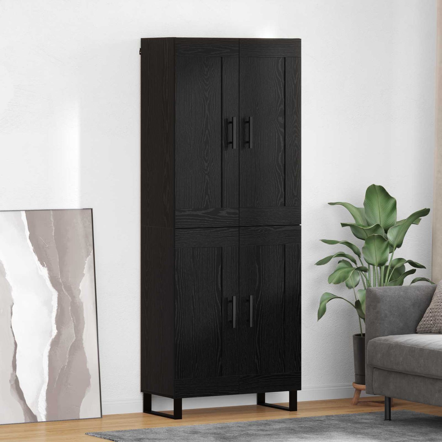 Magasfiú 2 pcs Fekete tölgy 69,5 x 34 x 180 cm