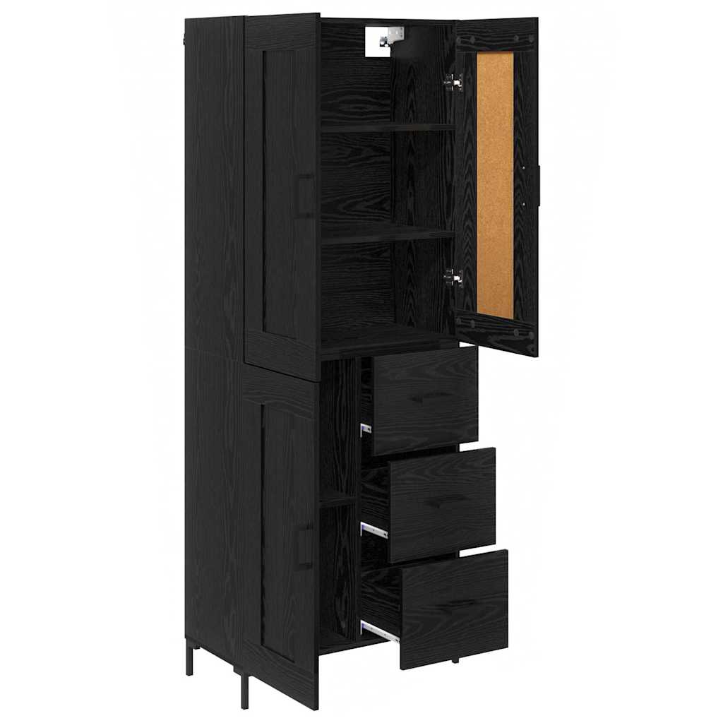 Magasfiú 2 pcs Fekete tölgy 69,5 x 34 x 180 cm Szerelt Fa