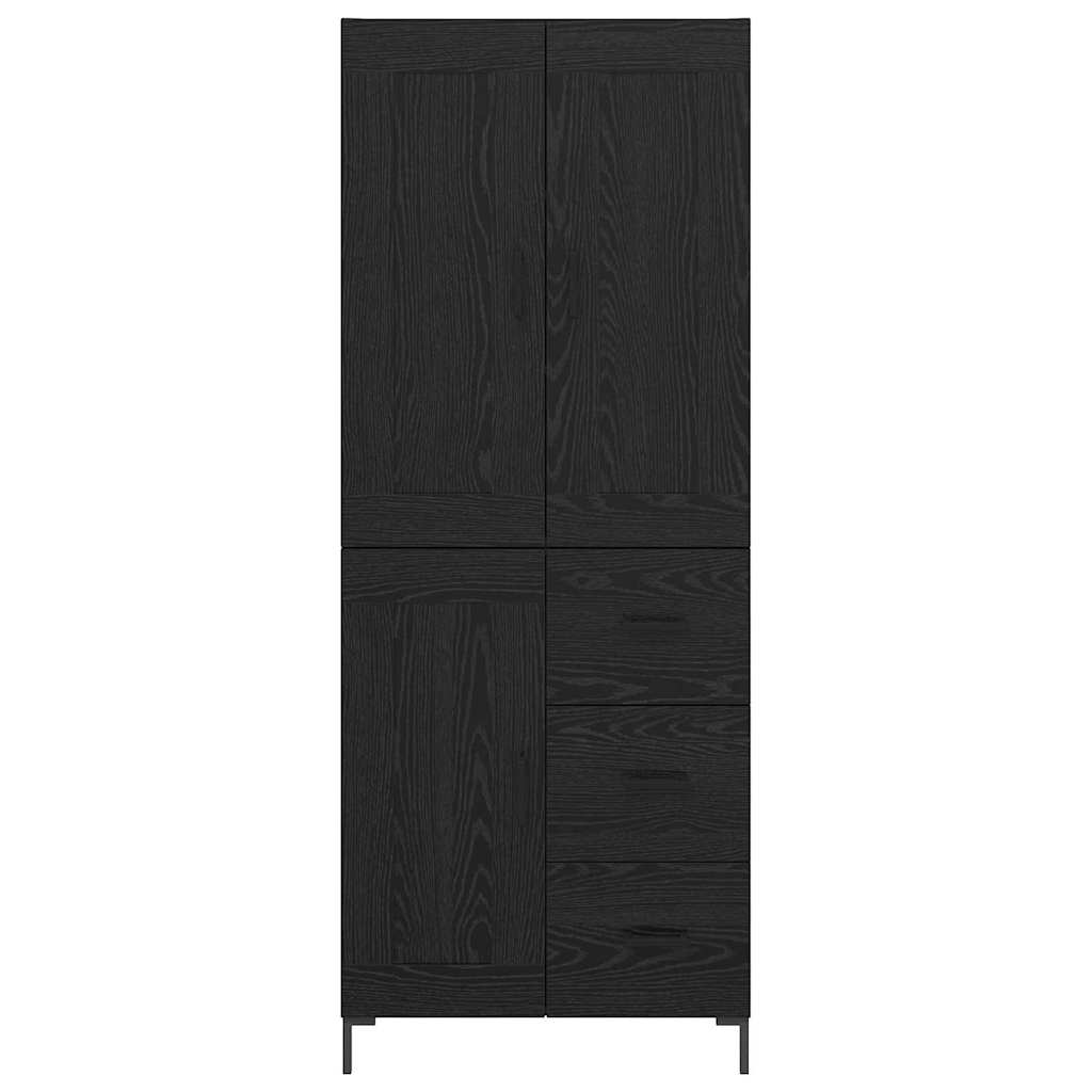 Magasfiú 2 pcs Fekete tölgy 69,5 x 34 x 180 cm Szerelt Fa