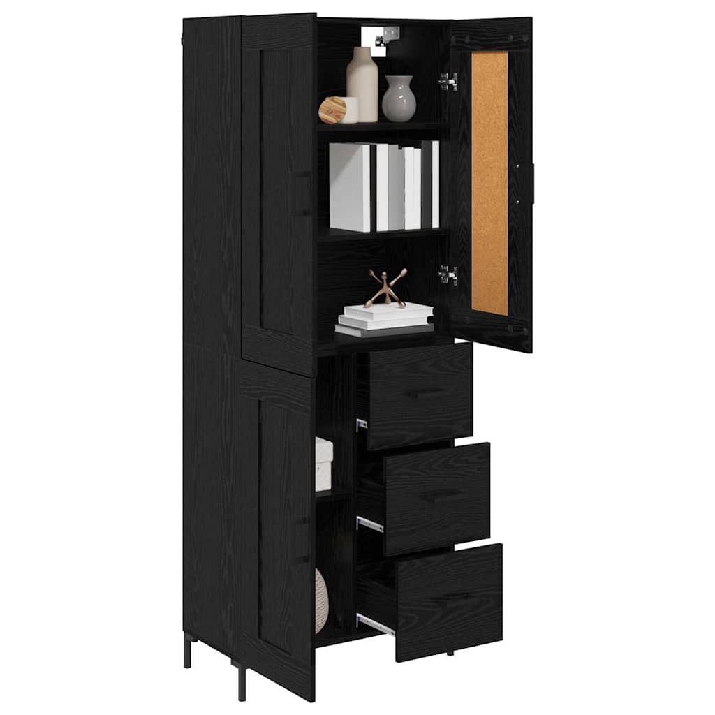Magasfiú 2 pcs Fekete tölgy 69,5 x 34 x 180 cm Szerelt Fa
