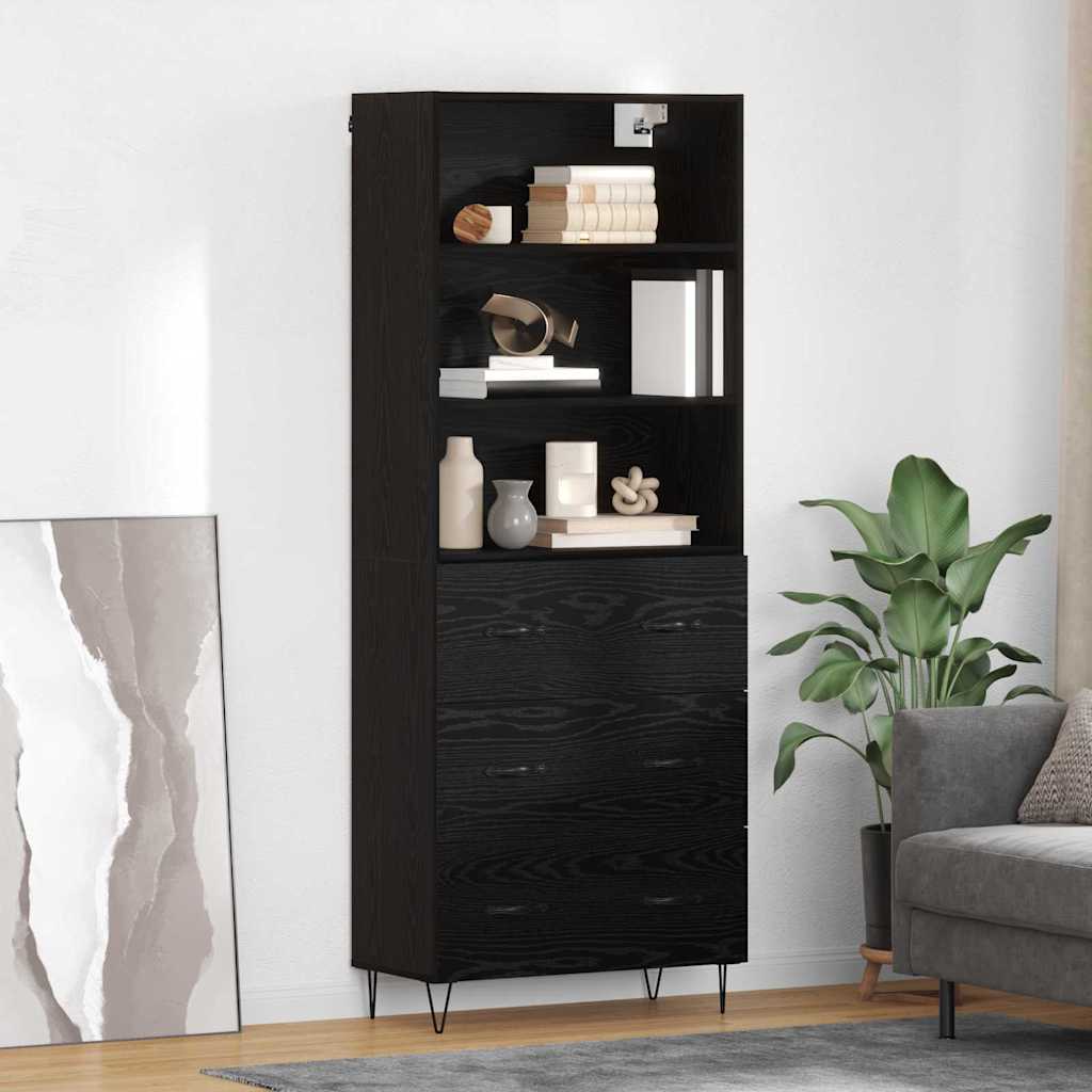 Magasfiú 2 pcs Fekete tölgy 69,5 x 34 x 180 cm