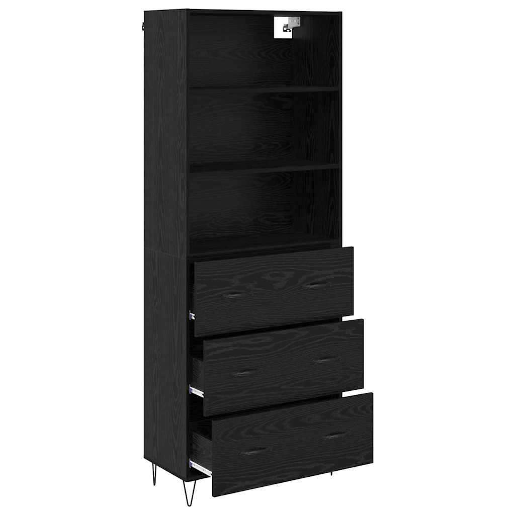 Magasfiú 2 pcs Fekete tölgy 69,5 x 34 x 180 cm