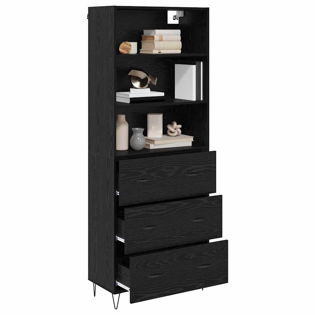 Magasfiú 2 pcs Fekete tölgy 69,5 x 34 x 180 cm