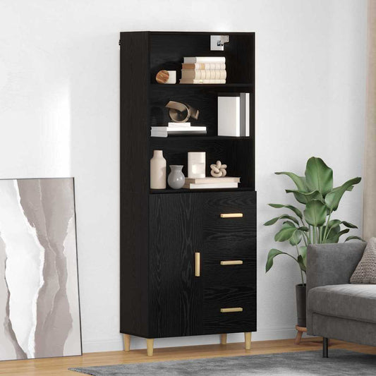 Magasfiú fiókkal Fekete tölgy 69,5 x 32,5 x 180 cm Faanyag