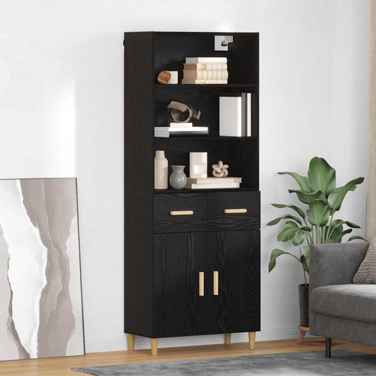 Magasfiú fiókkal Fekete tölgy 69,5 x 32,5 x 180 cm Faanyag