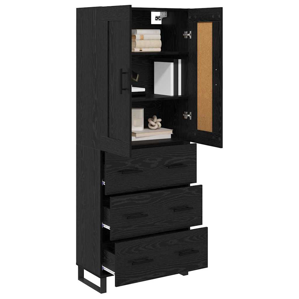 Magasfiú 2 pcs Fekete tölgy 69,5 x 34 x 180 cm