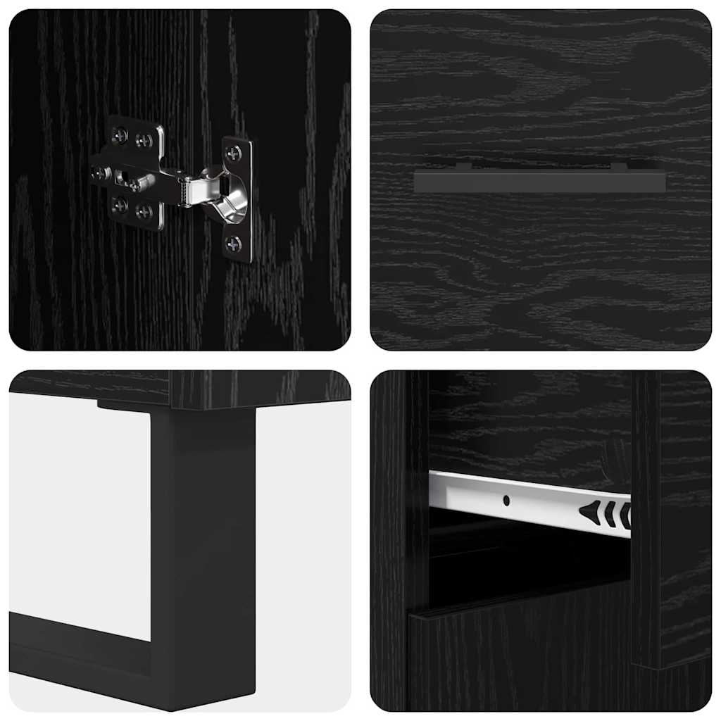 Magasfiú fiókkal 2 pcs Fekete tölgy 69,5 x 34 x 180 cm