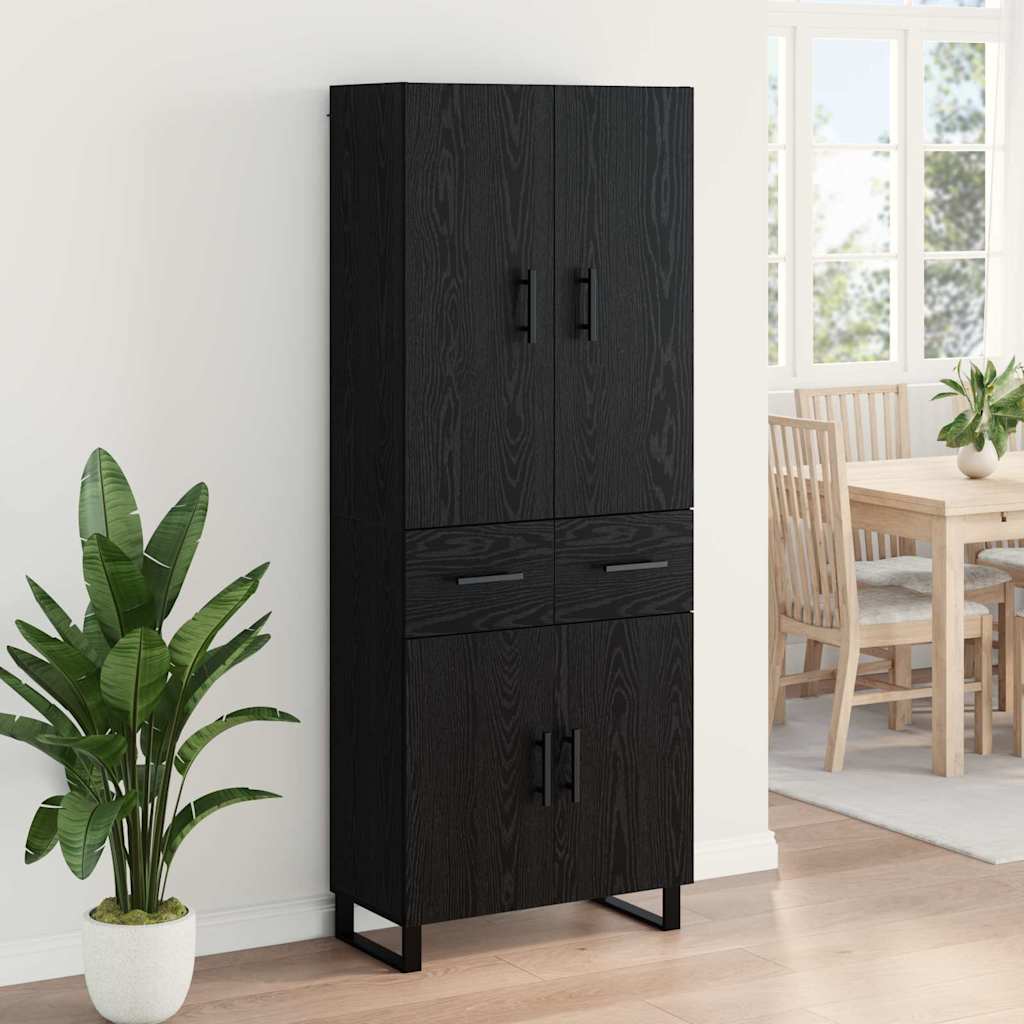 Magasfiú fiókkal 2 pcs Fekete tölgy 69,5 x 34 x 180 cm