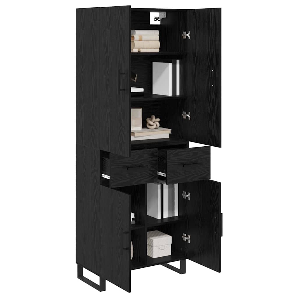 Magasfiú fiókkal 2 pcs Fekete tölgy 69,5 x 34 x 180 cm
