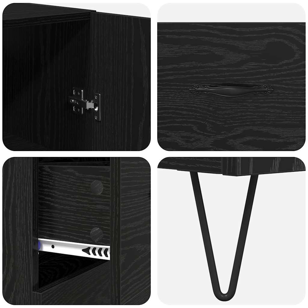 Magasfiú 2 pcs Fekete tölgy 69,5 x 34 x 180 cm Szerelt Fa