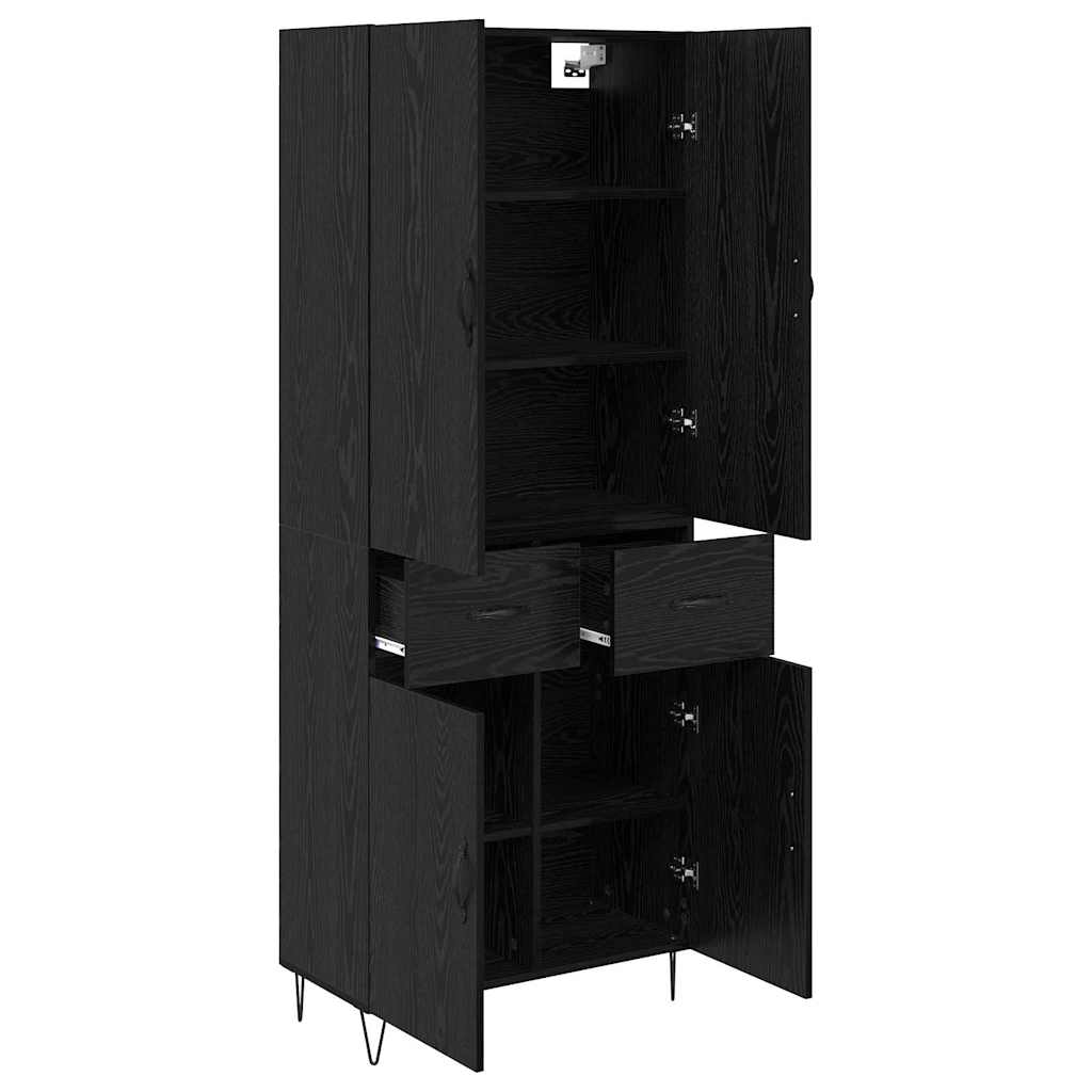 Magasfiú 2 pcs Fekete tölgy 69,5 x 34 x 180 cm Szerelt Fa