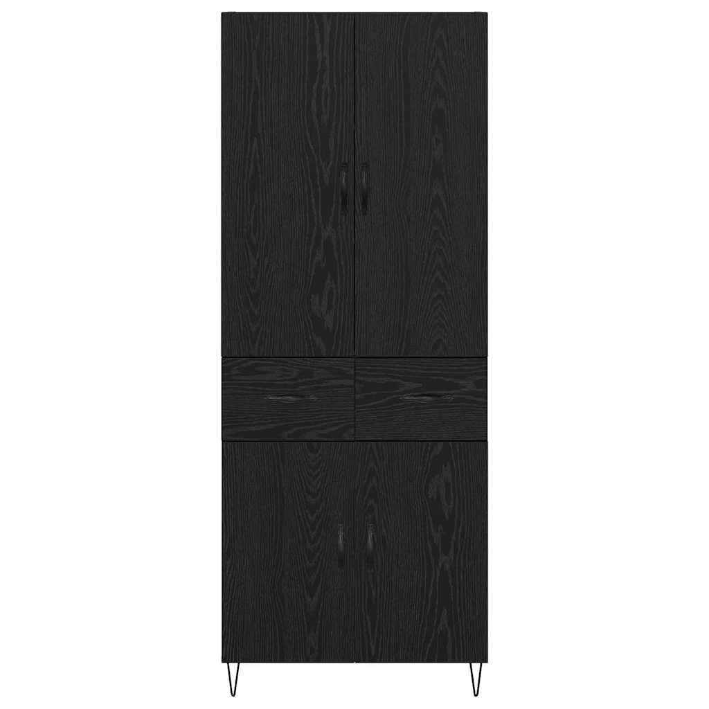Magasfiú 2 pcs Fekete tölgy 69,5 x 34 x 180 cm Szerelt Fa