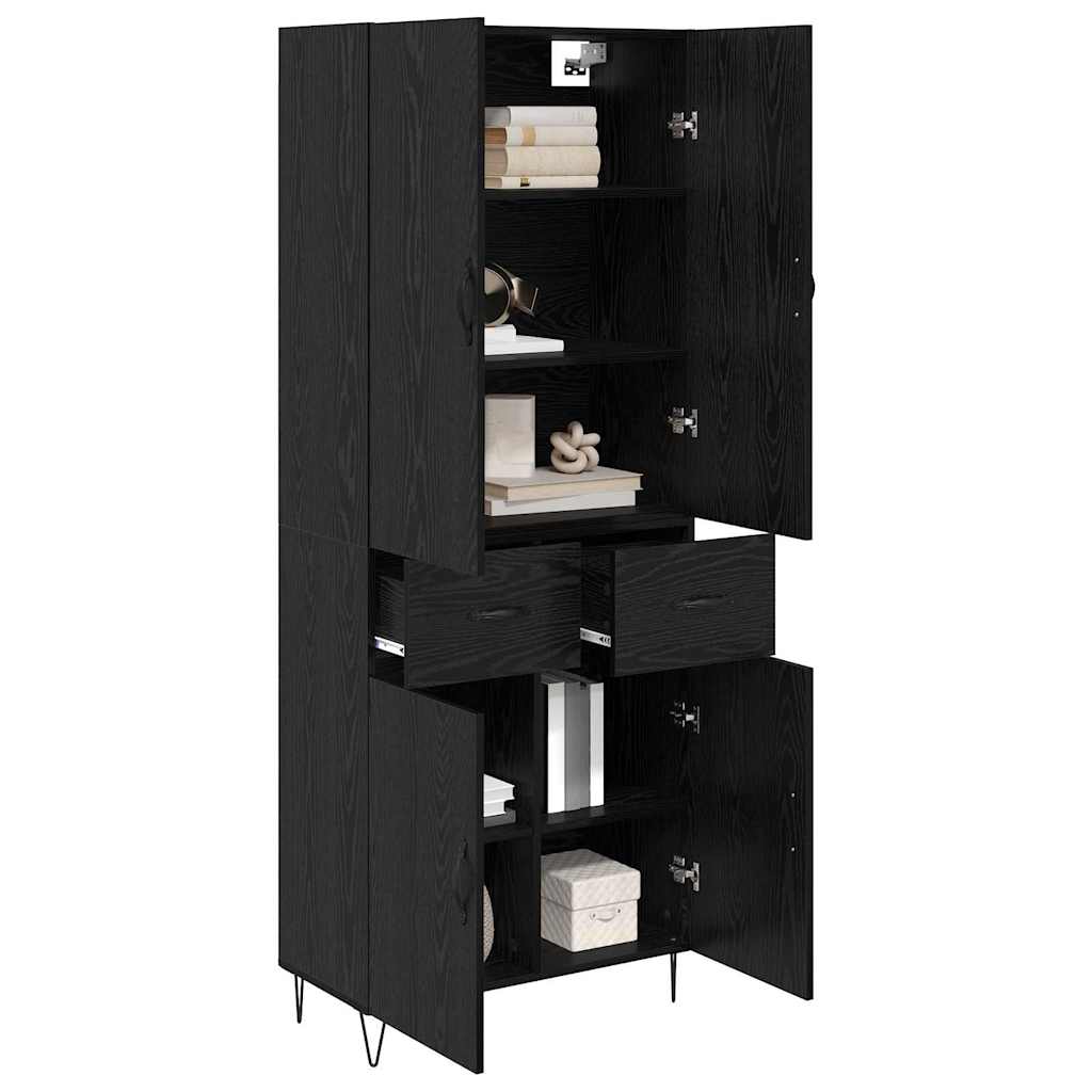 Magasfiú 2 pcs Fekete tölgy 69,5 x 34 x 180 cm Szerelt Fa