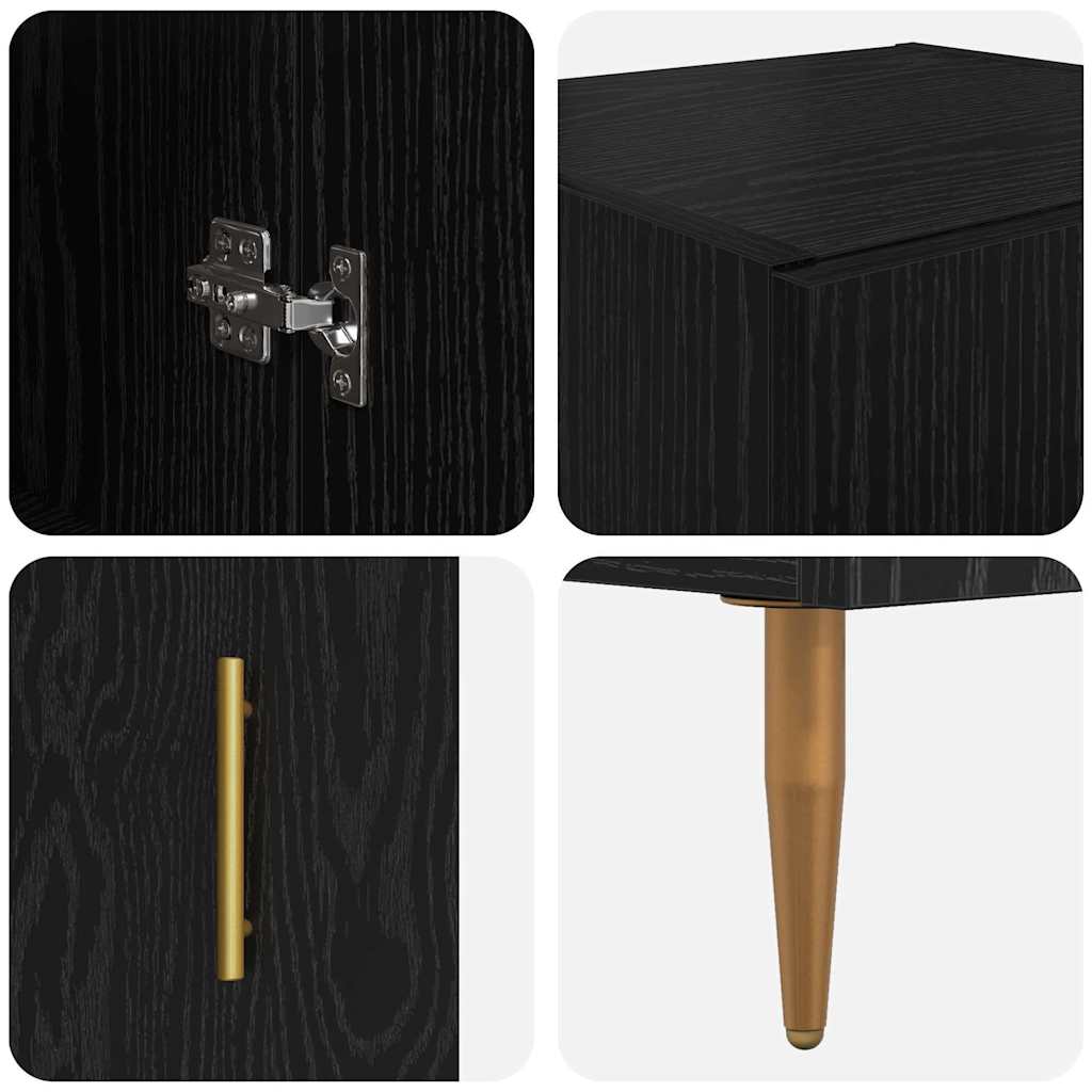 Magasfiú 2 pcs Fekete tölgy 34,5 x 34 x 180 cm Szerelt Fa