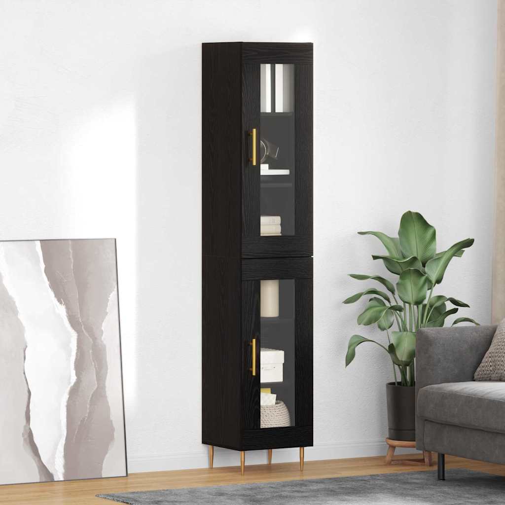 Magasfiú 2 pcs Fekete tölgy 34,5 x 34 x 180 cm Szerelt Fa