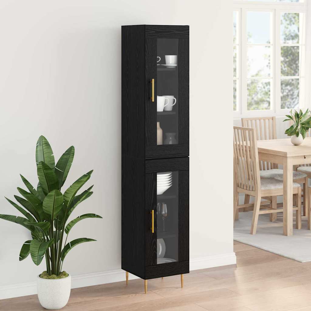 Magasfiú 2 pcs Fekete tölgy 34,5 x 34 x 180 cm Szerelt Fa
