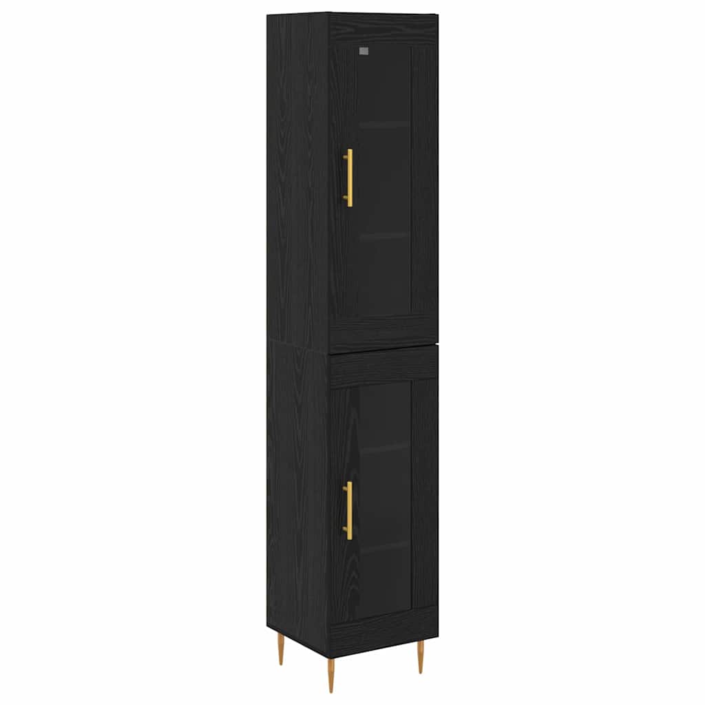 Magasfiú 2 pcs Fekete tölgy 34,5 x 34 x 180 cm Szerelt Fa