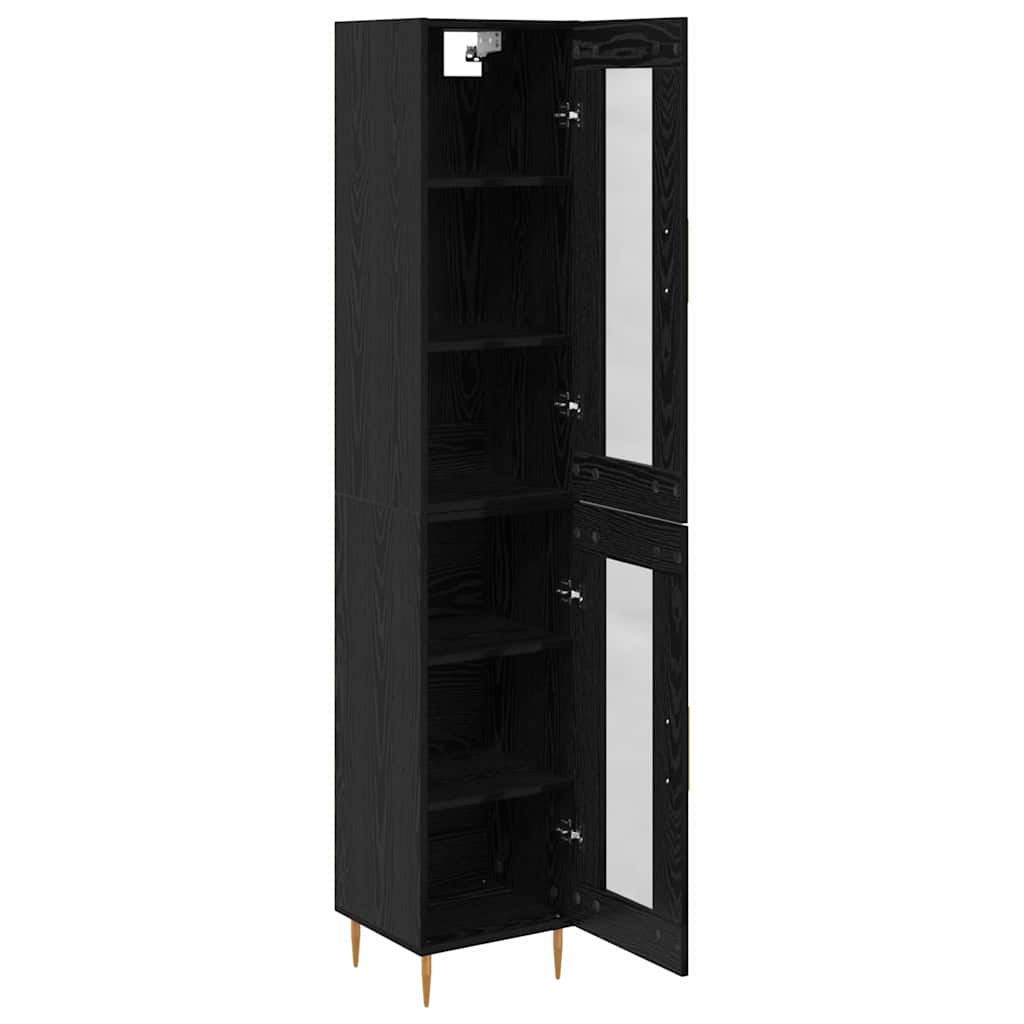 Magasfiú 2 pcs Fekete tölgy 34,5 x 34 x 180 cm Szerelt Fa