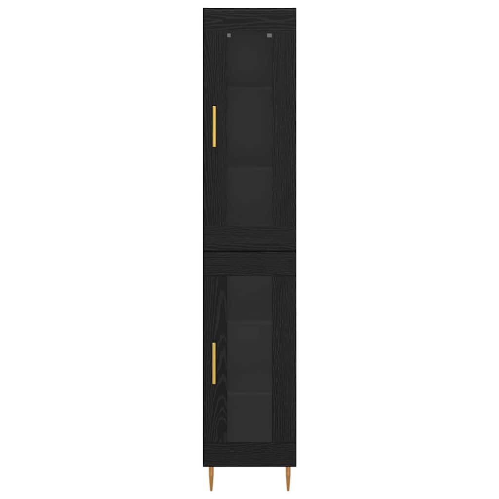 Magasfiú 2 pcs Fekete tölgy 34,5 x 34 x 180 cm Szerelt Fa