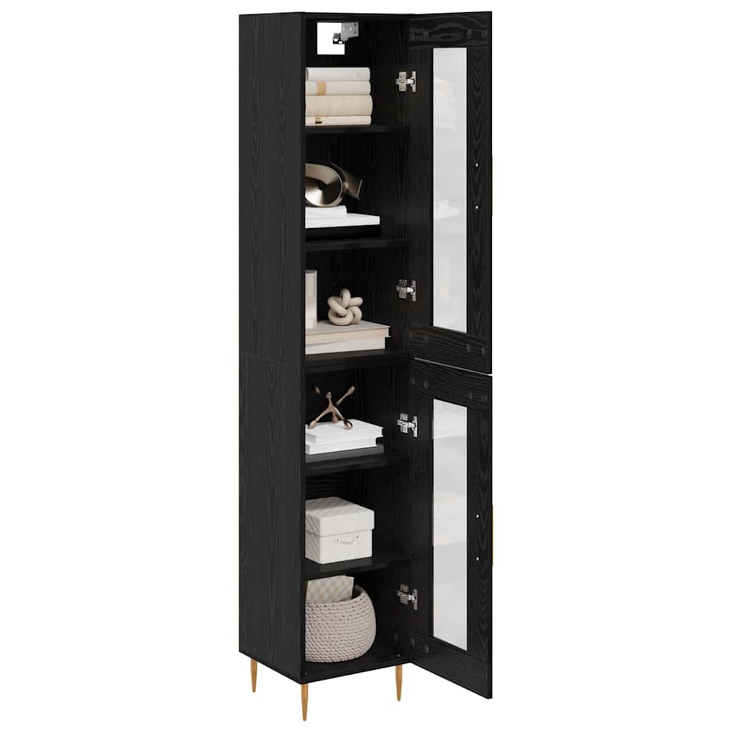 Magasfiú 2 pcs Fekete tölgy 34,5 x 34 x 180 cm Szerelt Fa