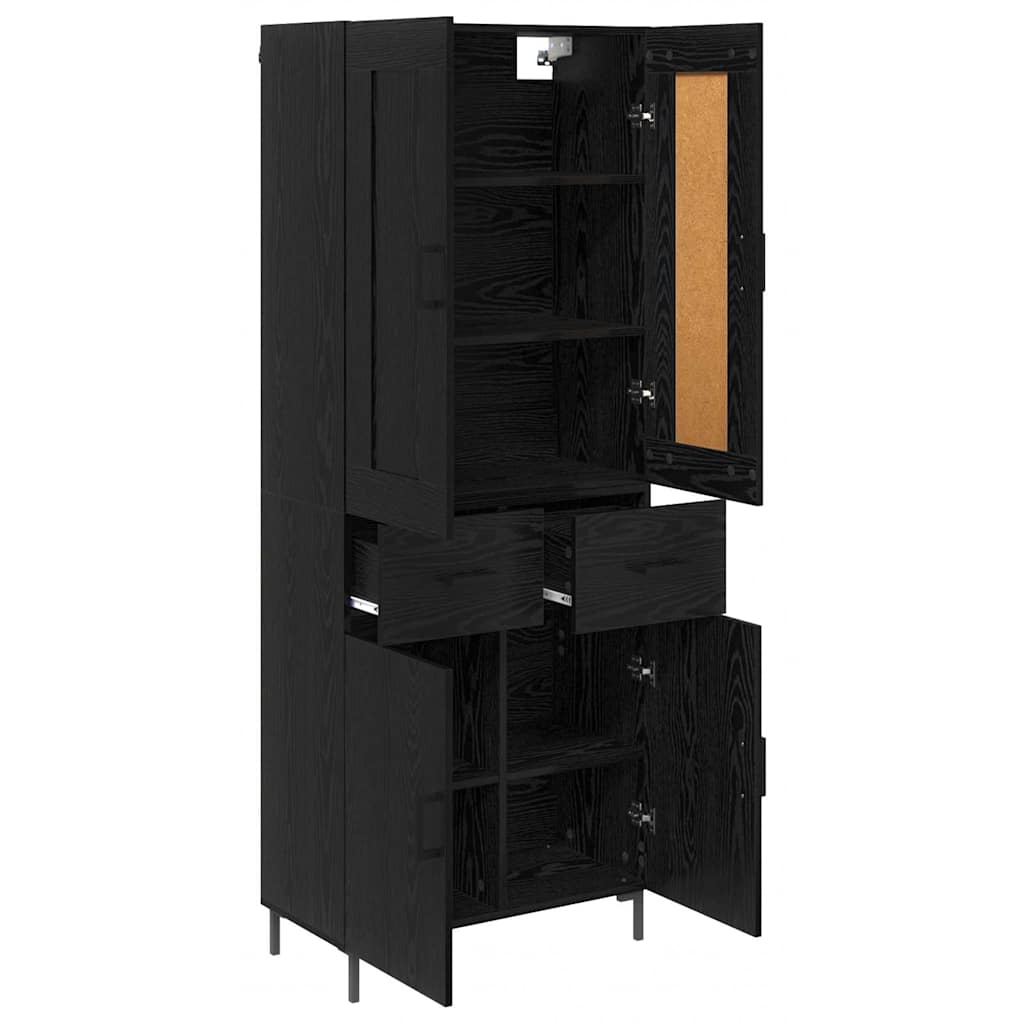 Magasfiú 2 pcs Fekete tölgy 69,5 x 34 x 180 cm Szerelt Fa